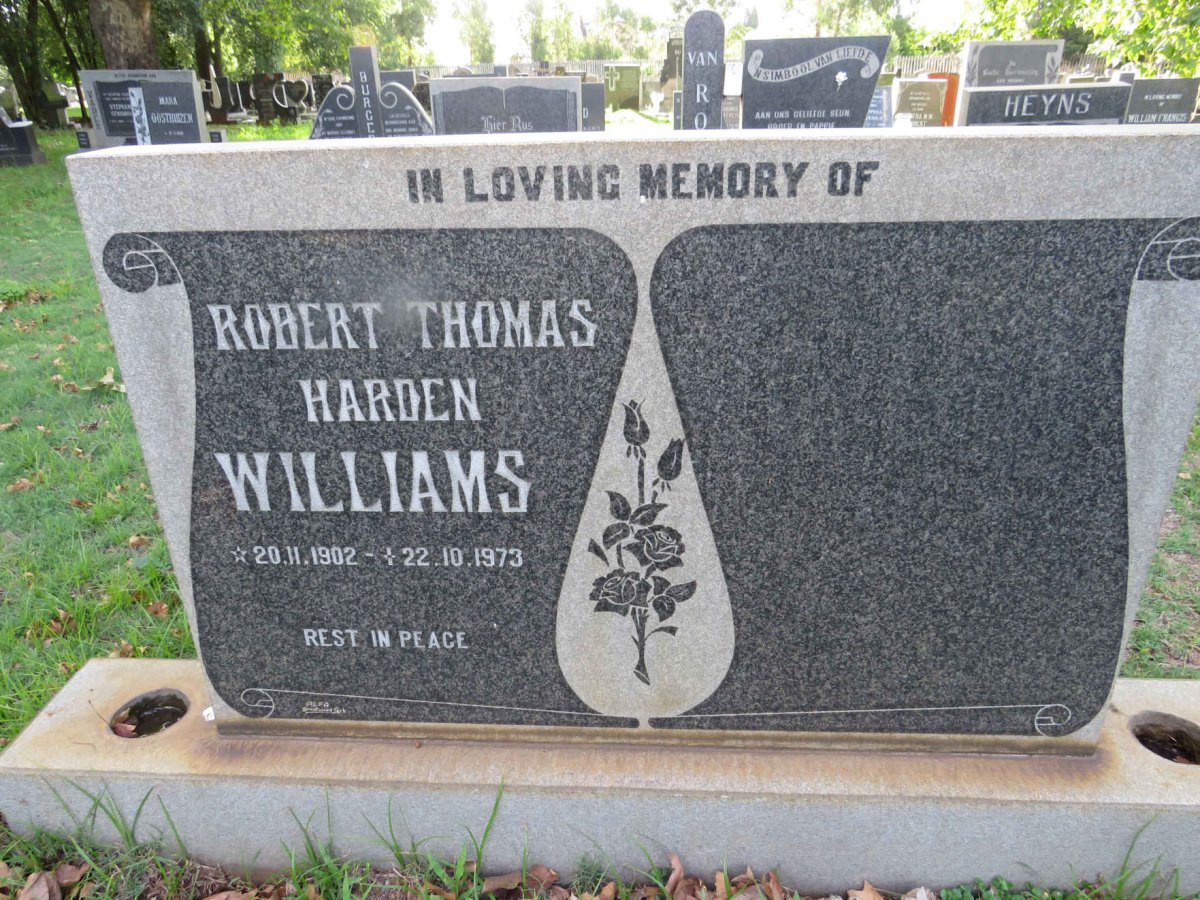 WILLIAMS Robert Thomas Harden 1902-1973