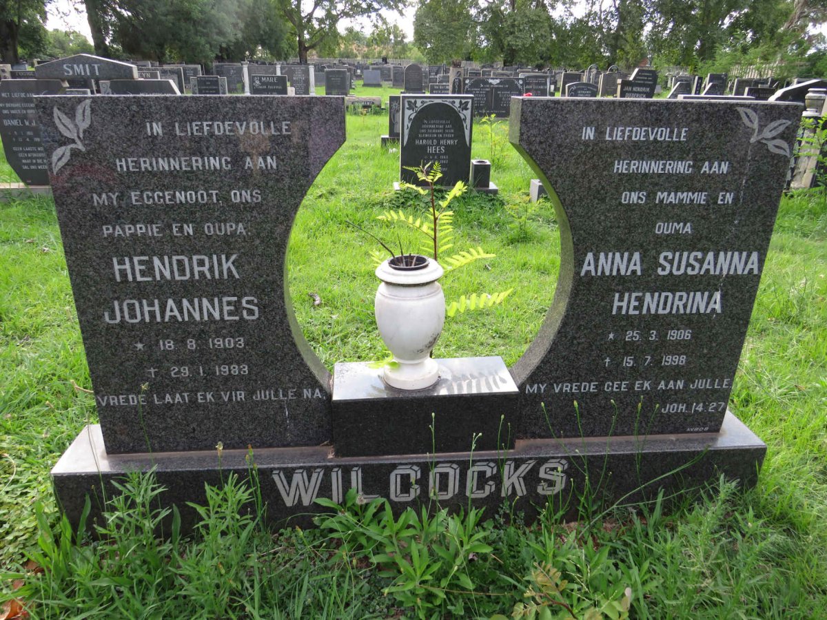 WILCOCKS Hendrik Johannes 1903-1983 &amp; Anna Susanna Hendrina 1906-1998