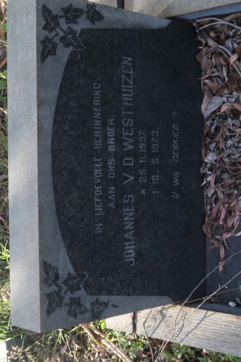 WESTHUIZEN Johannes, v.d. 1937-1973