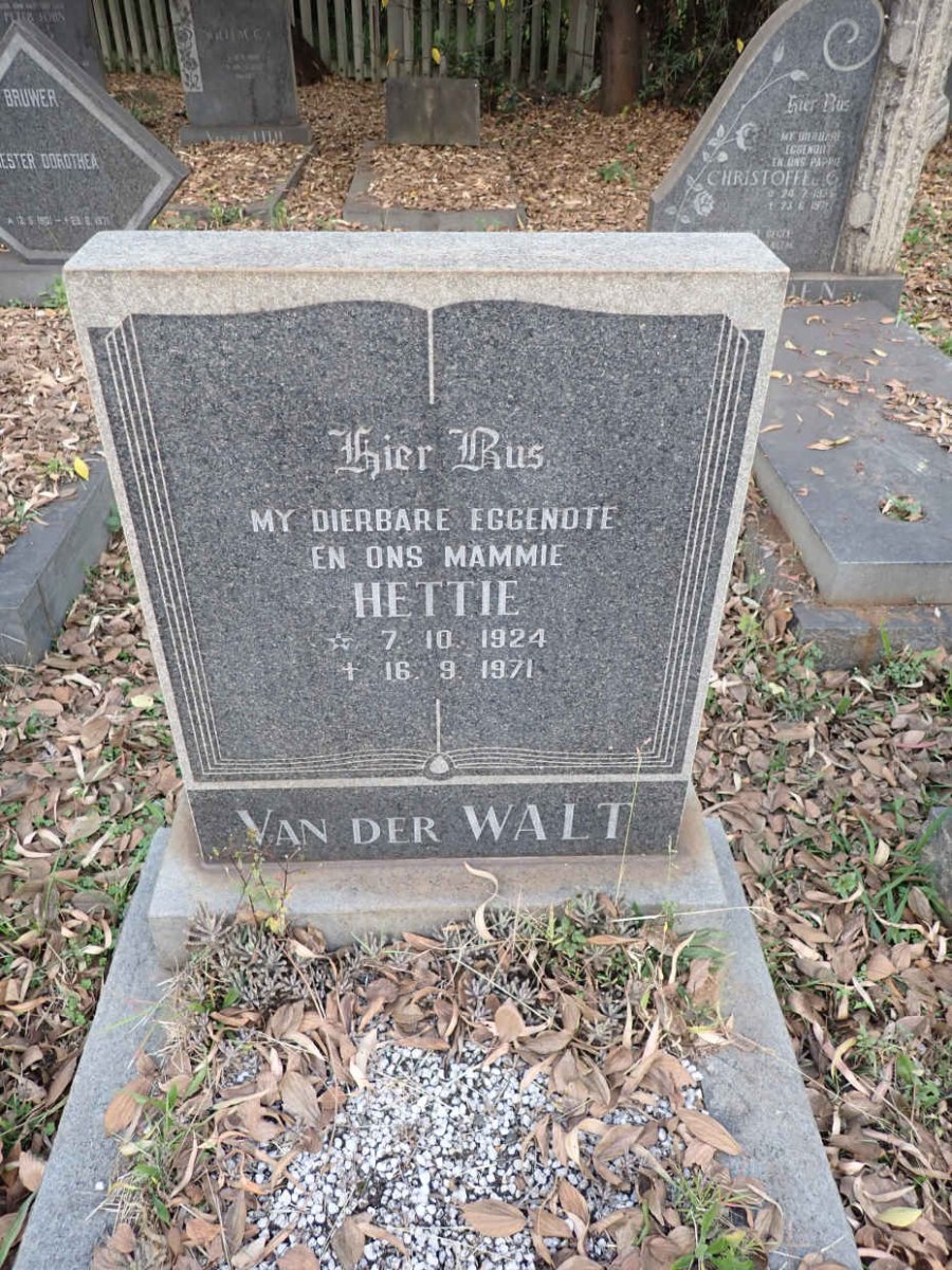 WALT Hettie, van der 1924-1971