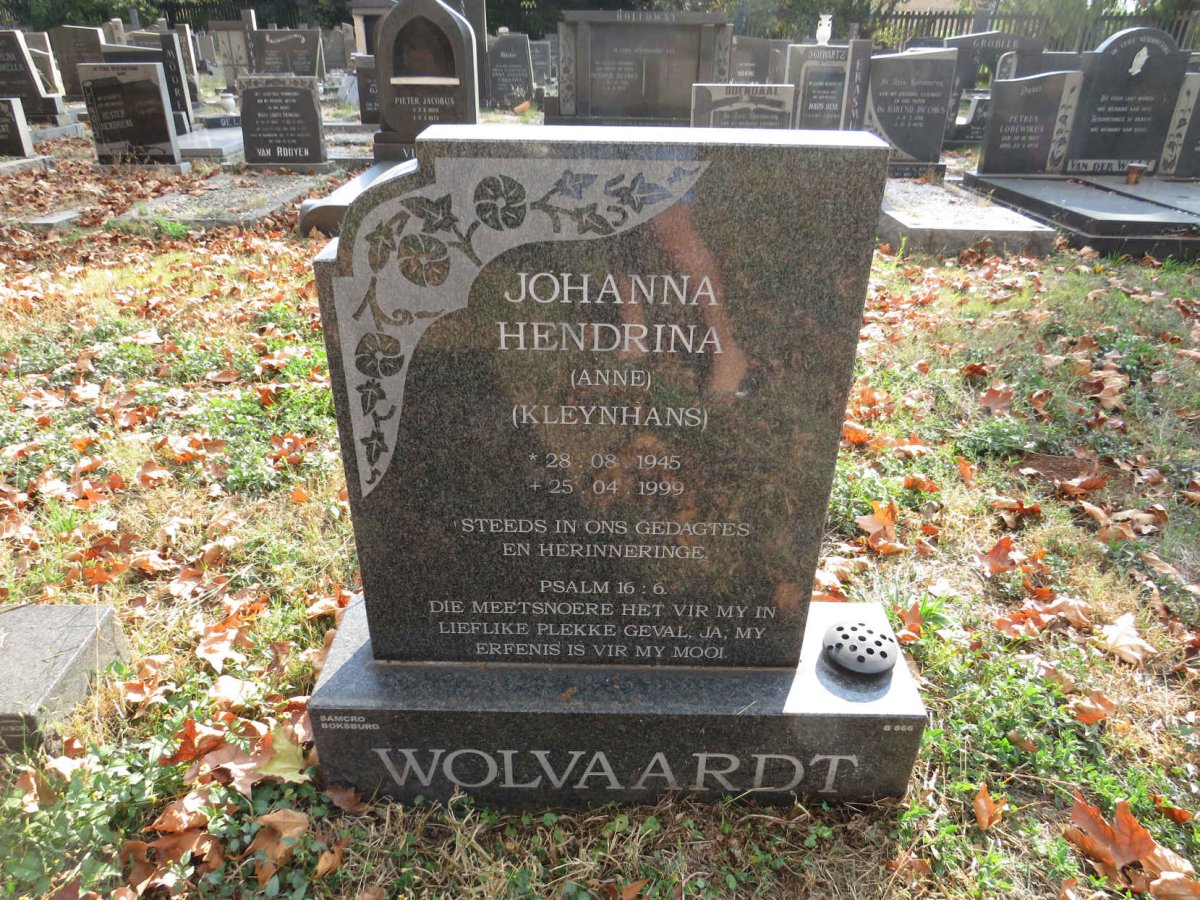 WOLVAARDT Johanna Hendrina nee KLEYNHANS 1945-1999