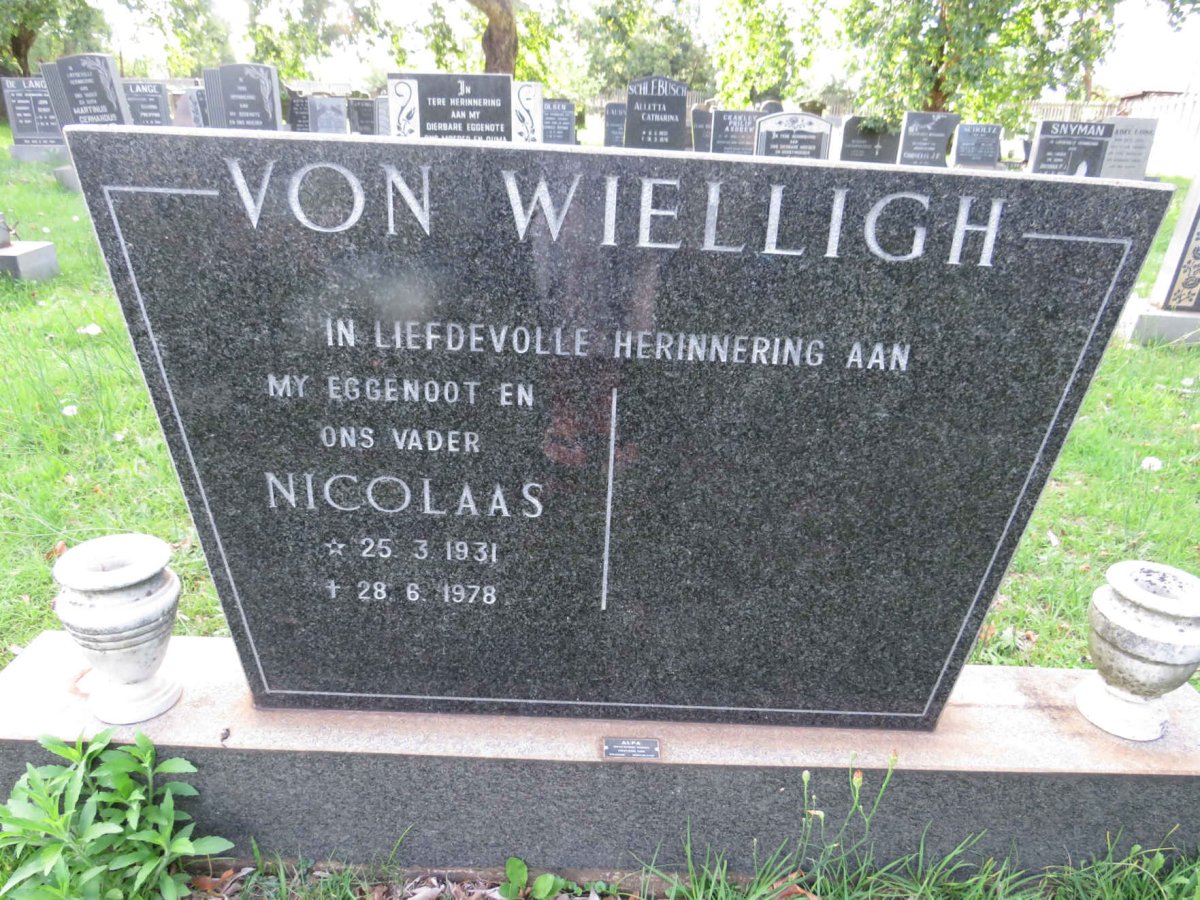 WIELLIGH Nicolaas, von 1931-1978