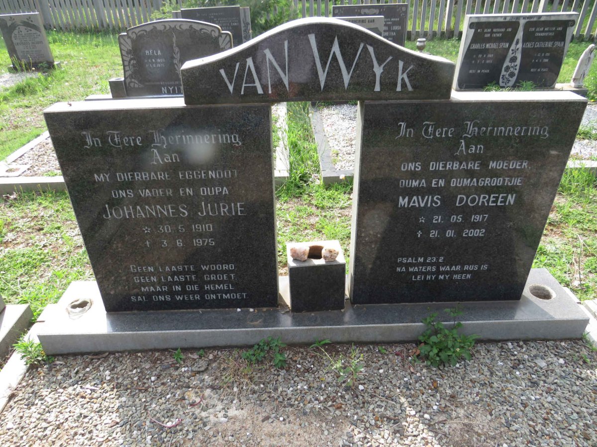 WYK Johannes Jurie, van 1910-1975 &amp; Mavis Doreen 1917-2002