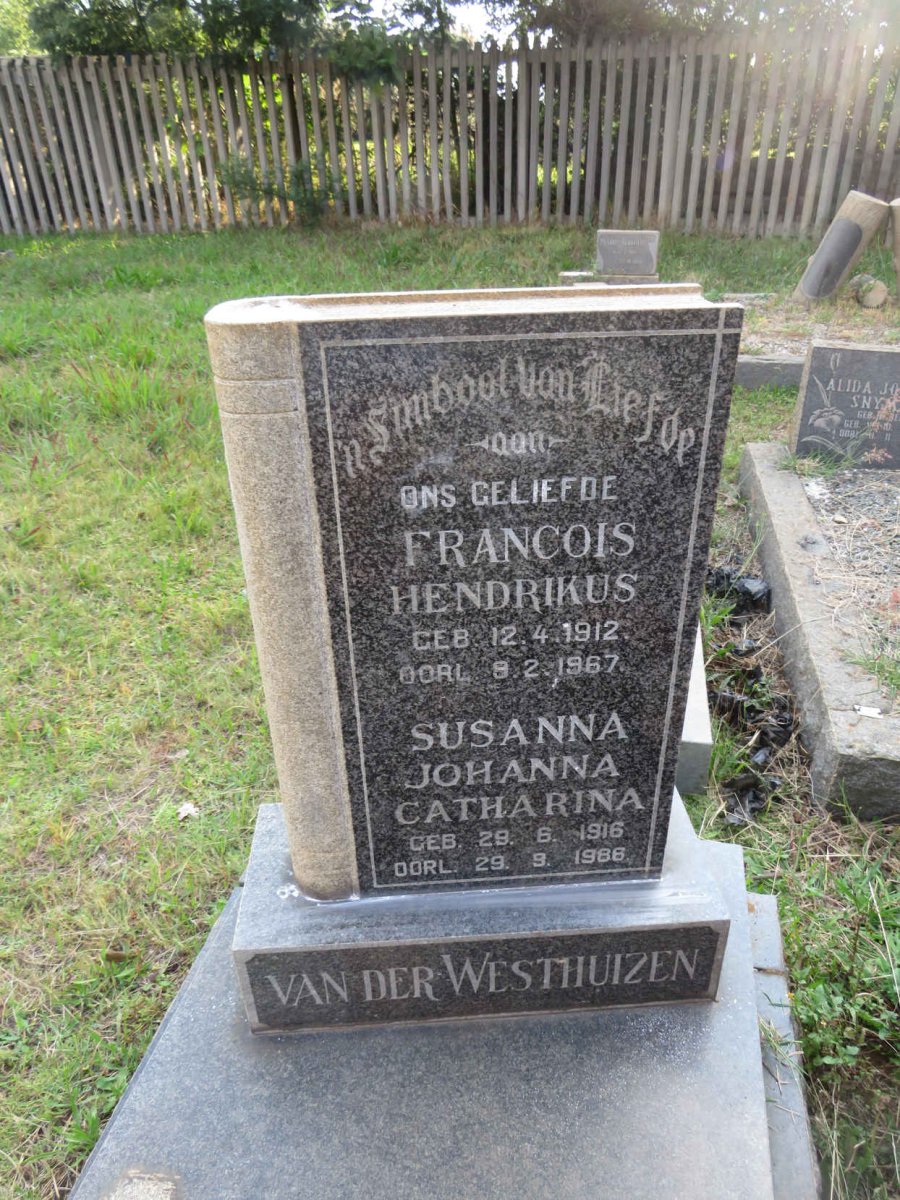 WESTHUIZEN Francois Hendrikus, van der 1912-1967 &amp; Susanna Johanna Catharina 1916-1986