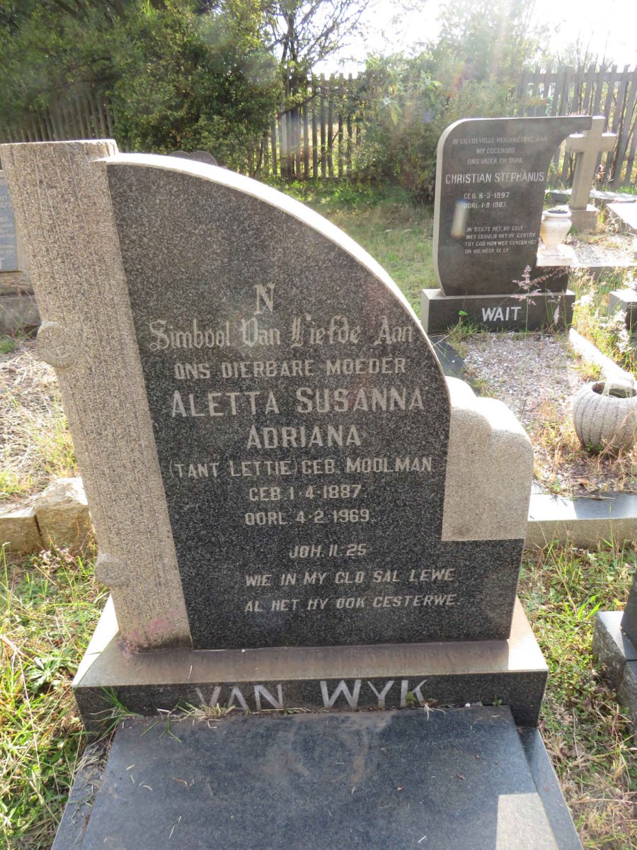 WYK Aletta Susanna Adriana, van, nee MOOLMAN 1887-1969