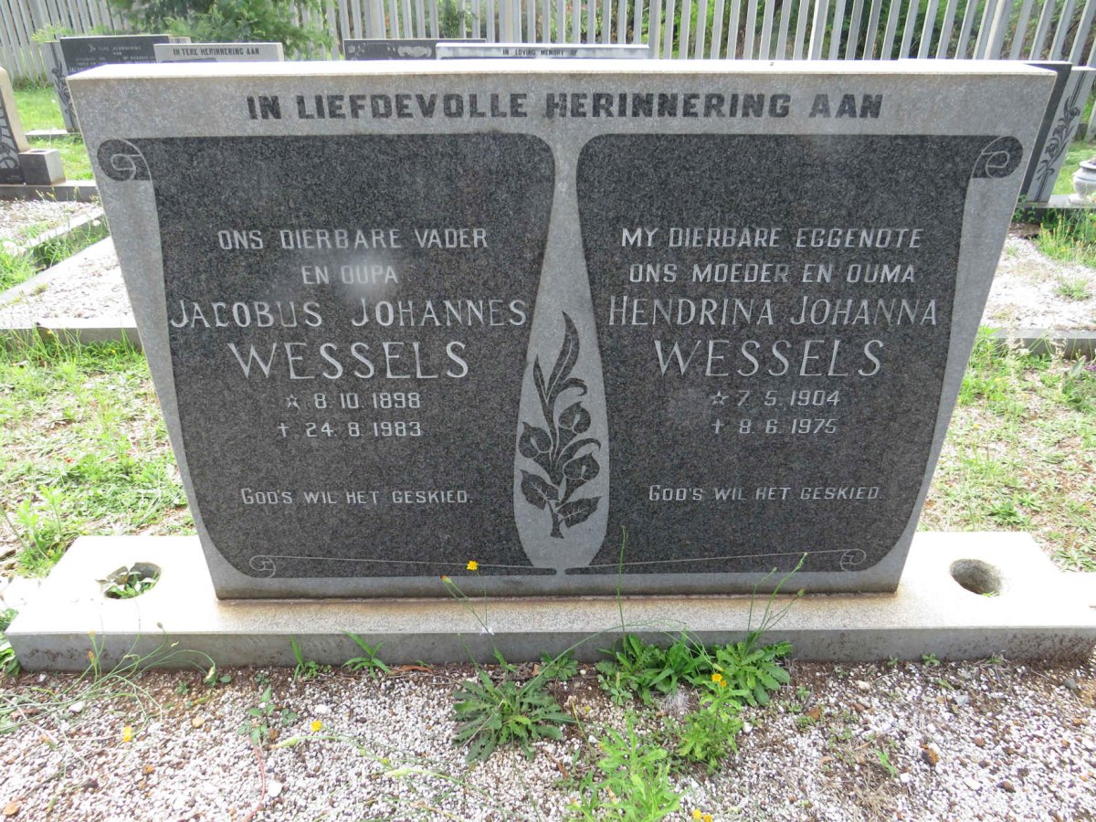 WESSELS Jacobus Johannes 1898-1983 &amp; Hendrina Johanna 1904-1975