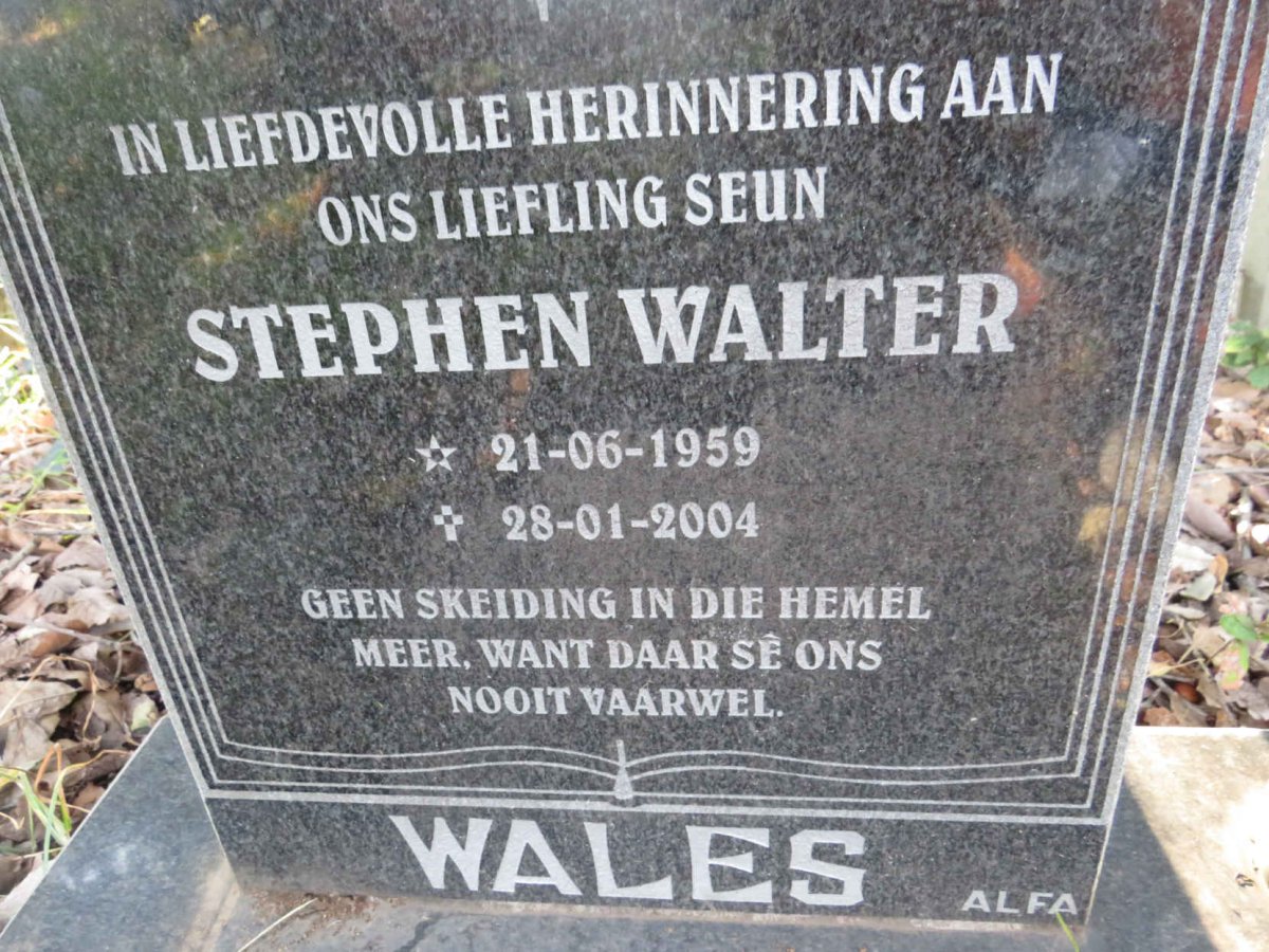 WALES Stephen Walter 1959-2004