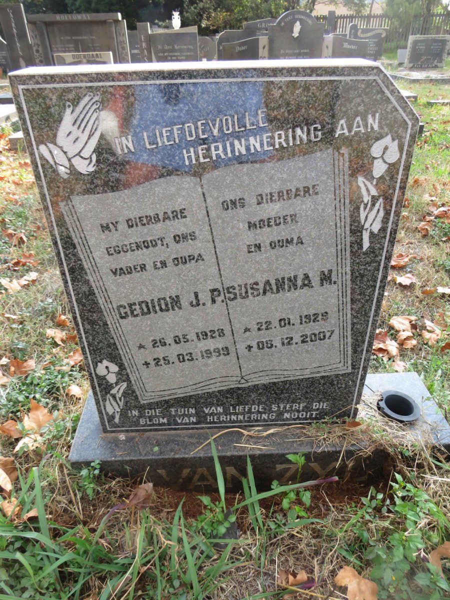 ZYL Gedion J.P., van 1928-1999 &amp; Susanna M. 1929-2007