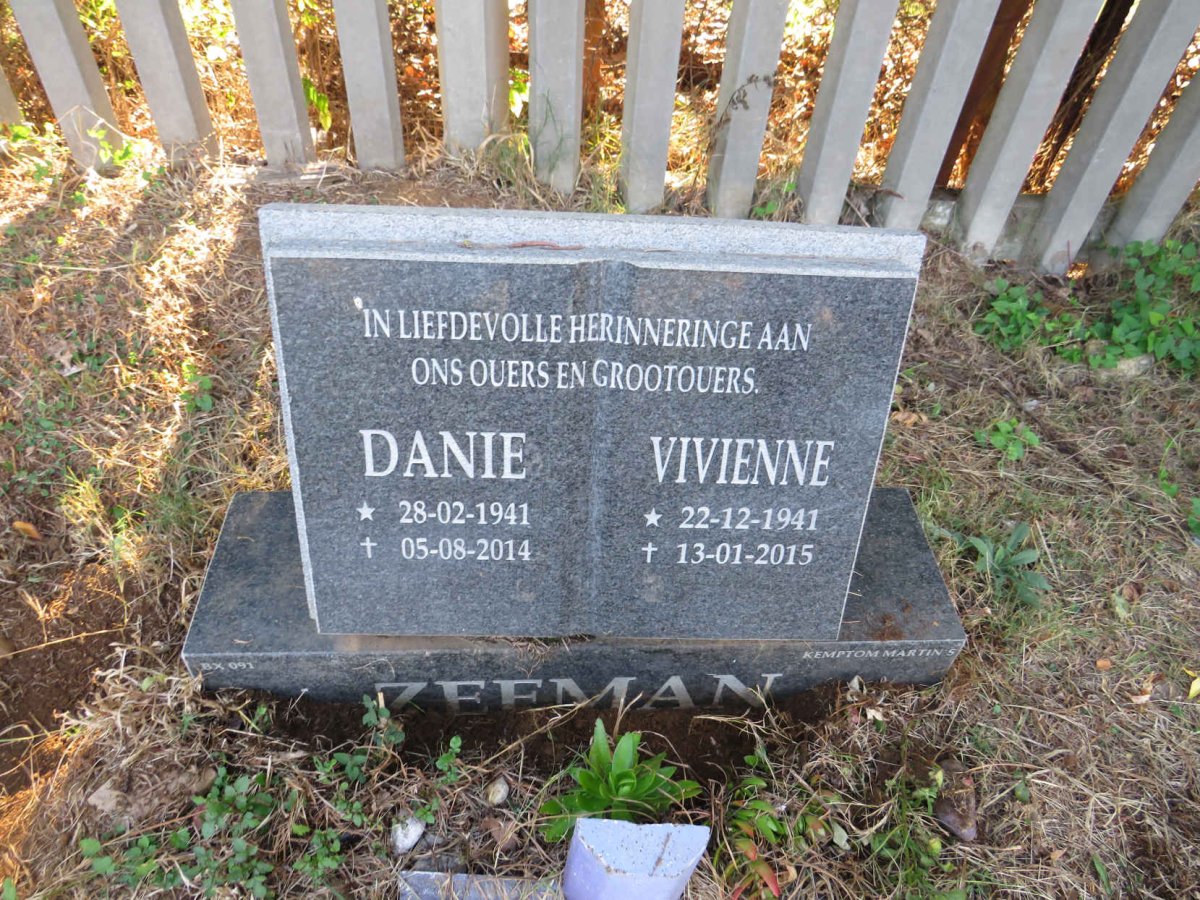 ZEEMAN Danie 1941-2014 &amp; Vivienne 1941-2015