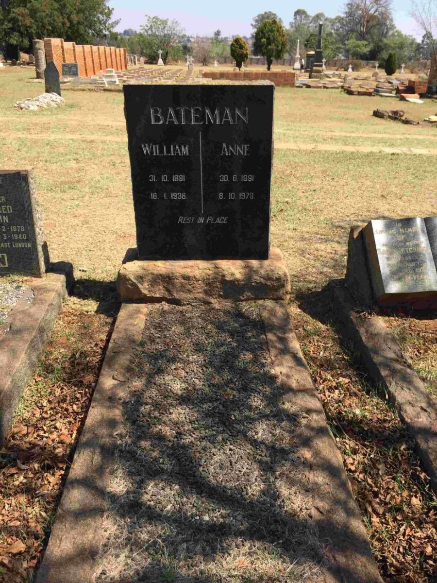 BATEMAN William 1881-1936 &amp; Anne 1891-1978