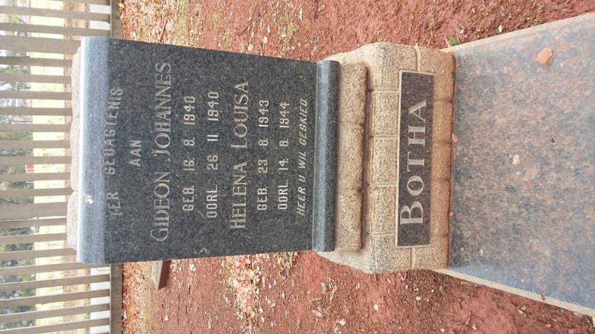 BOTHA Gideon Johannes 1940-1940 &amp; Helena Louisa 1943-1944