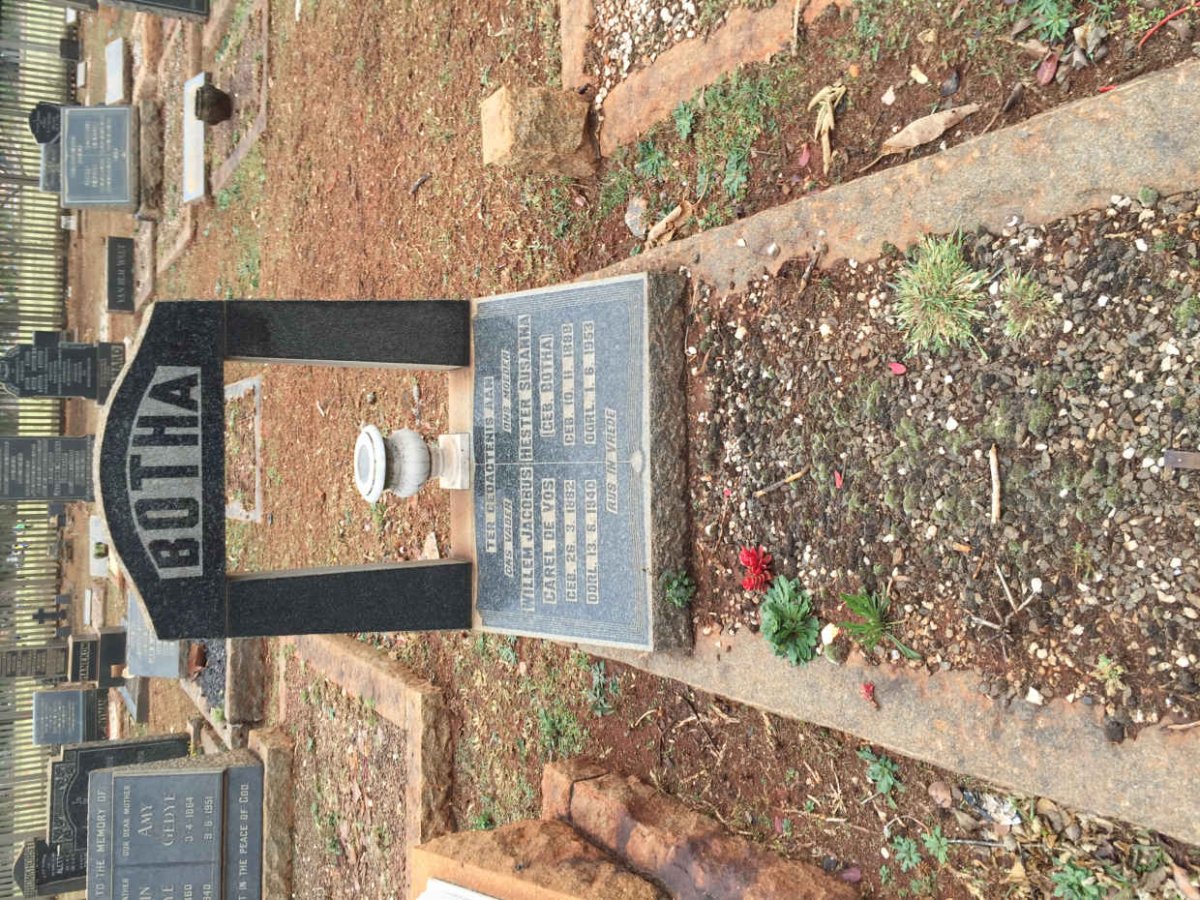 BOTHA Willem Jacobus Carel De Vos 1882-1940 &amp; Hester Susanna BOTHA 1888-1953