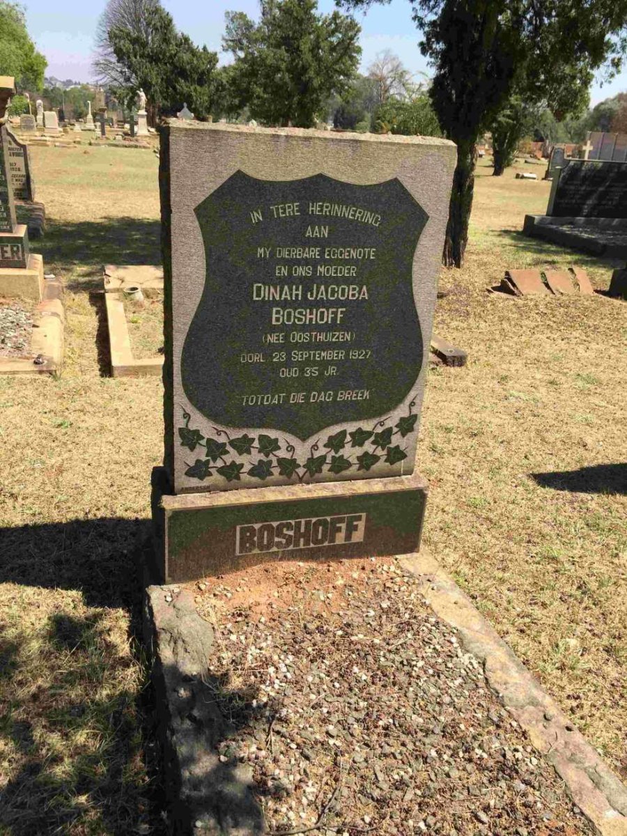 BOSHOFF Dinah Jacoba nee OOSTHUIZEN -1927