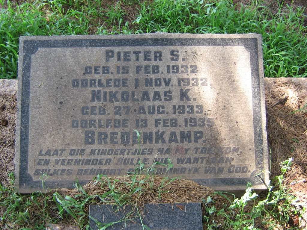 BREDENKAMP Pieter S. 1932-1932 :: BREDENKAMP Nikolaas K. 1933-1935