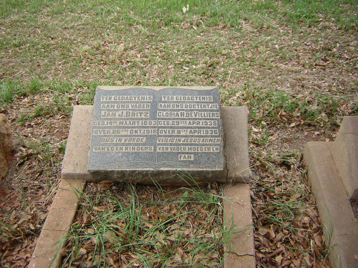 BRITZ Jan J. 1883-1918 :: DE VILLIERS Gloria 1935-1936
