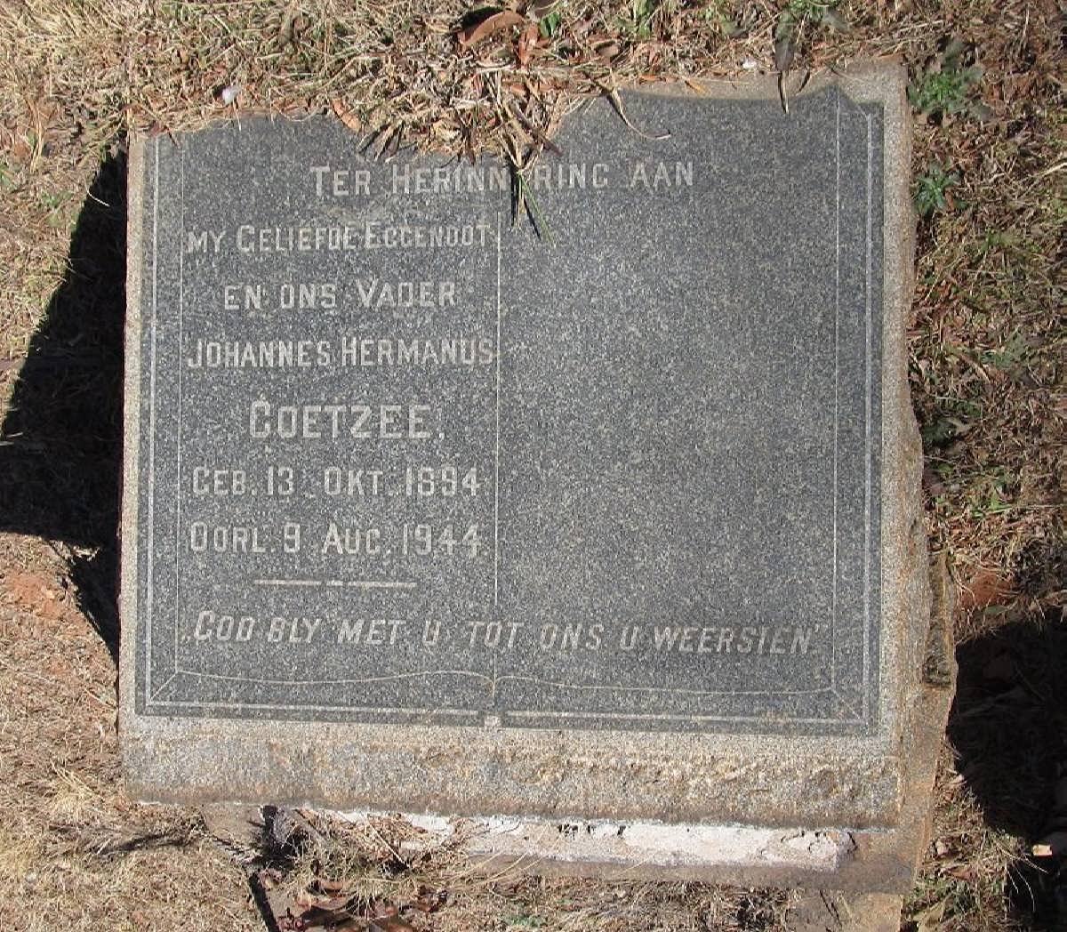 COETZEE Johannes Hermanus 1894-1944