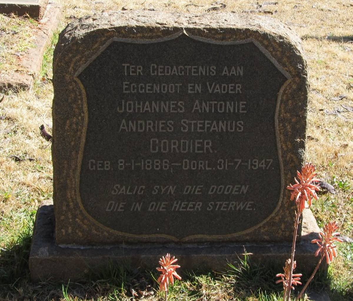 CORDIER Johannes Antonie Andries Stefanus 1886-1947