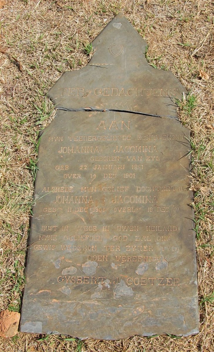 COETZEE Johanna Jacomina nee VAN ZYL 1881-1901 :: COETZEE Johanna Jacomina 1901-1901
