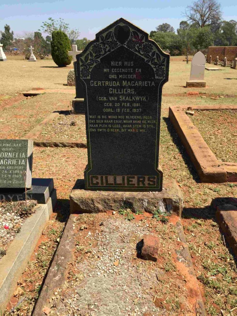 CILLIERS Gertruda Magrieta nee VAN SCHALKWYK 1881-1937