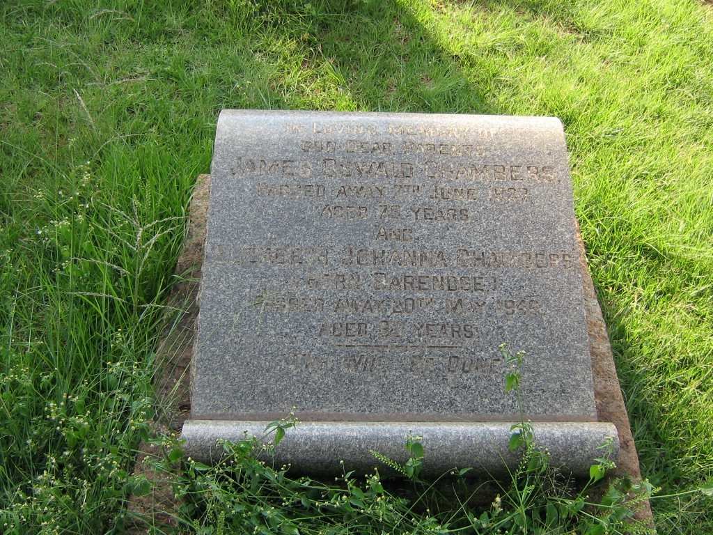 CHAMBERS James Oswald -1937 &amp; Elizabeth Johanna BARENDSE -1945