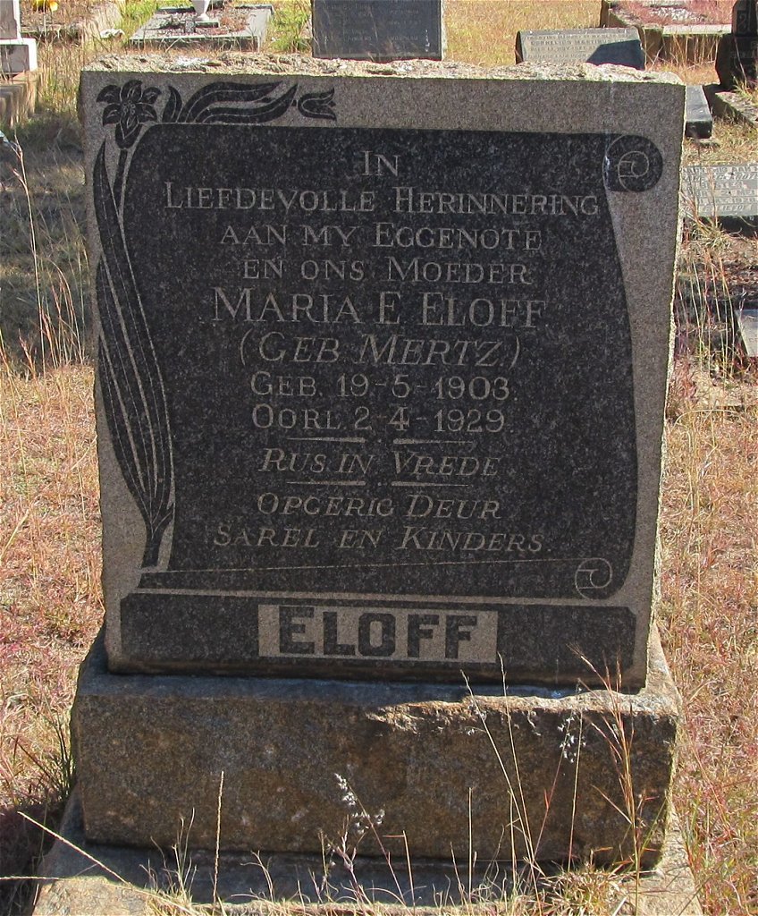 ELOFF Maria E. nee MERTZ 1903-1929