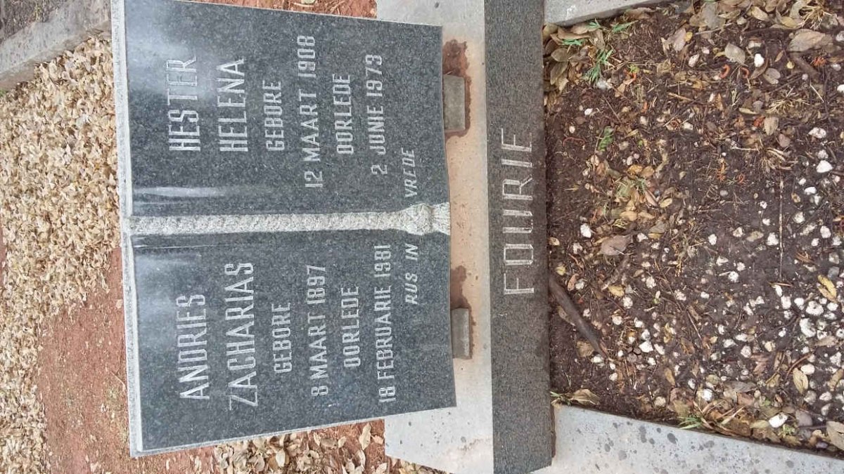 FOURIE Andries Zacharias 1897-1981 &amp; Hester Helena 1908-1973