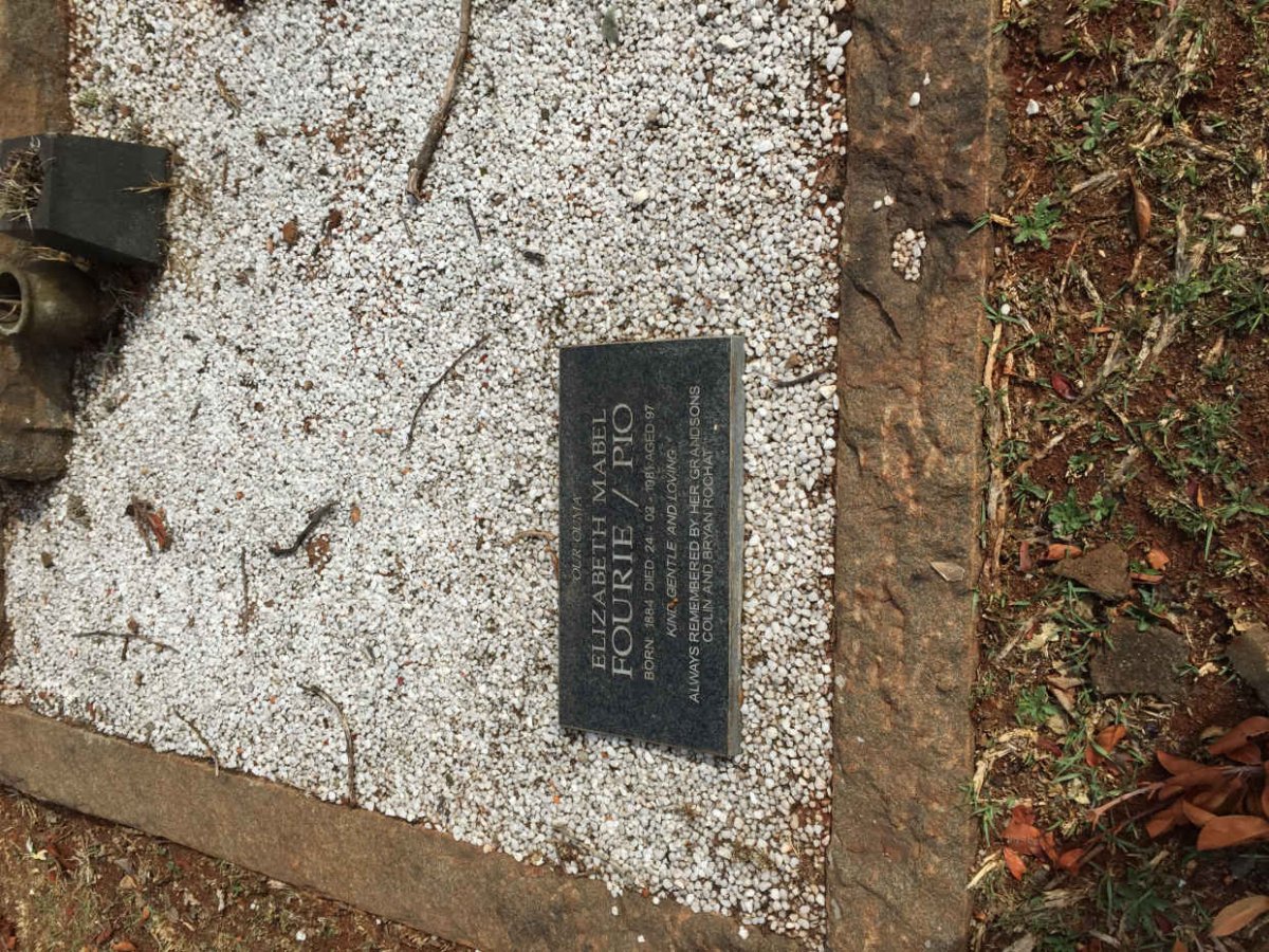 PIO Elizabeth Mabel, formerly FOURIE 1884-1981