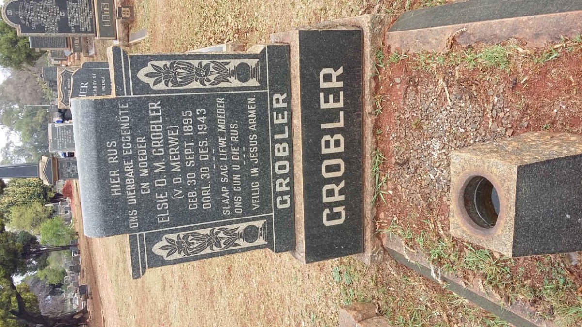 GROBLER Elsie D.M. nee V.D. MERWE 1895-1943