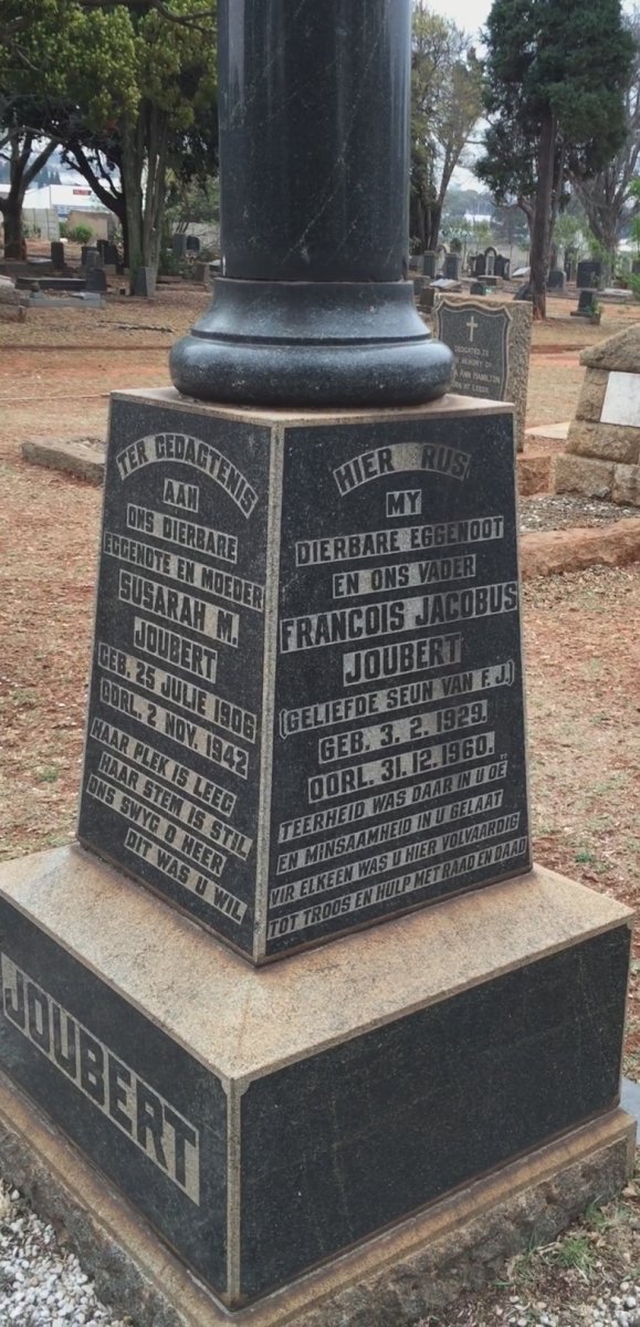 JOUBERT Susarah M. 1906-1942 :: JOUBERT Francois Jacobus 1929-1960