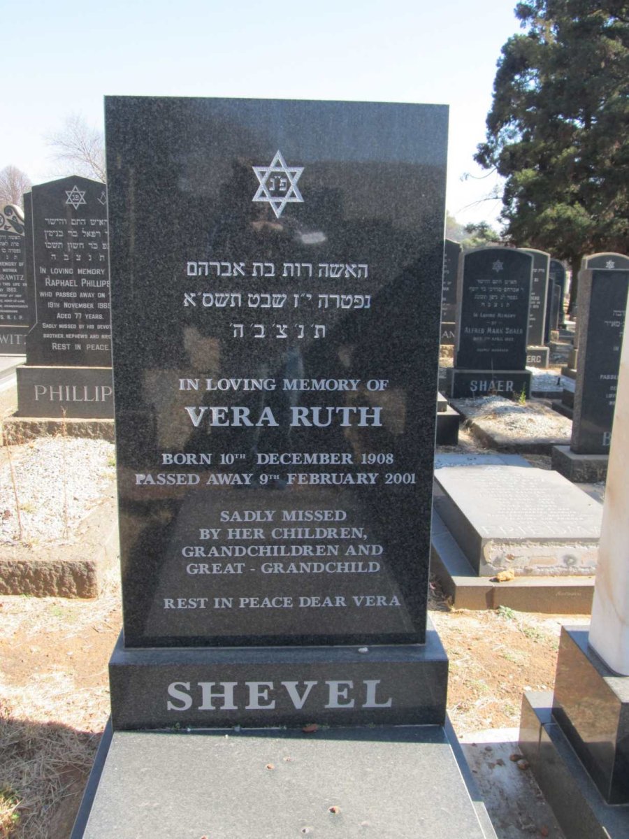 SHEVEL Vera Ruth 1908-2001