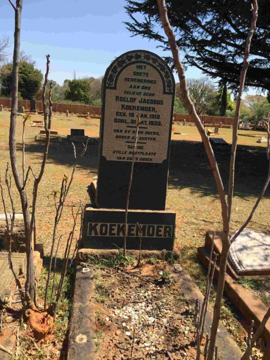 KOEKEMOER Roelof Jacobus 1913-1933