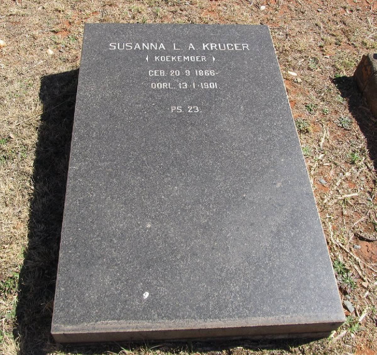 KRUGER Susanna L.A. nee KOEKEMOER 1866-1901