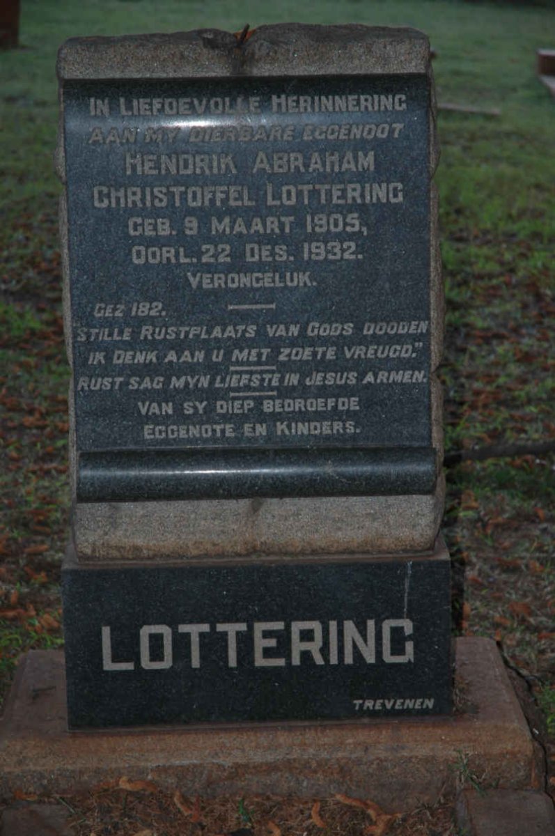 LOTTERING Hendrik Abraham Christoffel 1905-1932