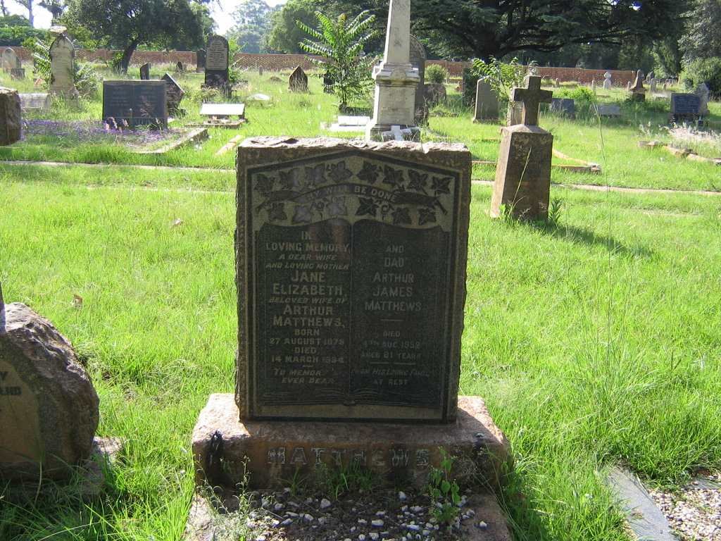 MATTHEWS Arthur James -1952 &amp; Jane Elizabeth 187?-1934