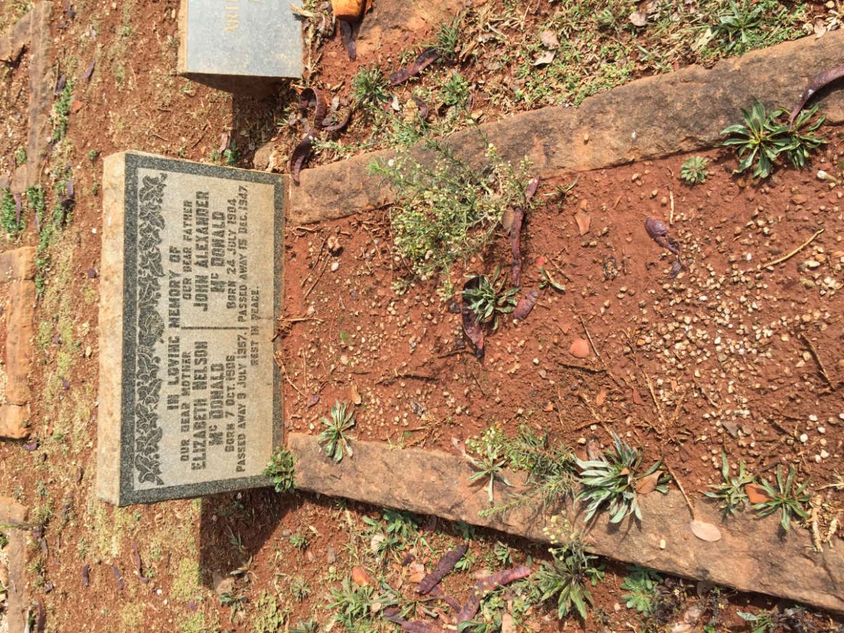 McDONALD John Alexander 1904-1947 &amp; Elizabeth Nelson 1906-1957