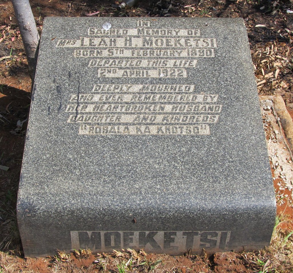 MOEKETSI Leah H. 1890-1922