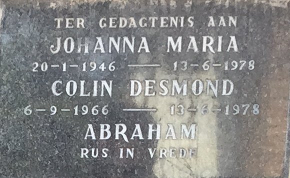 ABRAHAM Johanna Maria 1946-1978 :: ABRAHAM Colin Desmond 1966-1978