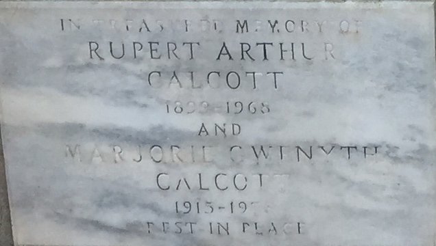 CALCOTT Rupert Arthur 1899-1968 &amp; Marjorie Gwenyth 1913-197?