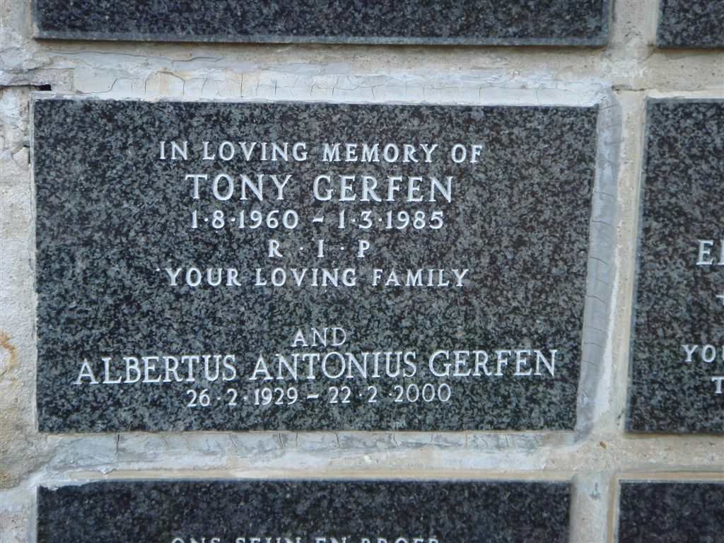 GERFEN Albertus Antonius 1929-2000 :: GERFEN Tony 1960-1985