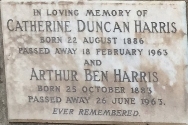HARRIS Arthur Ben 1883-1963 &amp; Catherine Duncan 1886-1963
