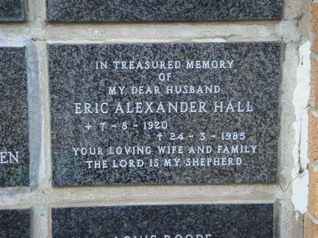 HALL Eric Alexander 1920-1985