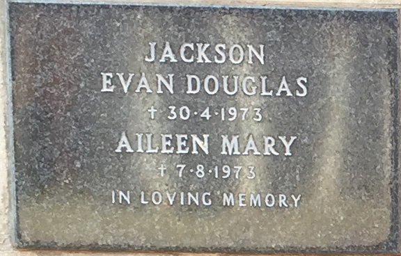 JACKSON Evan Douglas -1973 &amp; Aileen Mary -1973