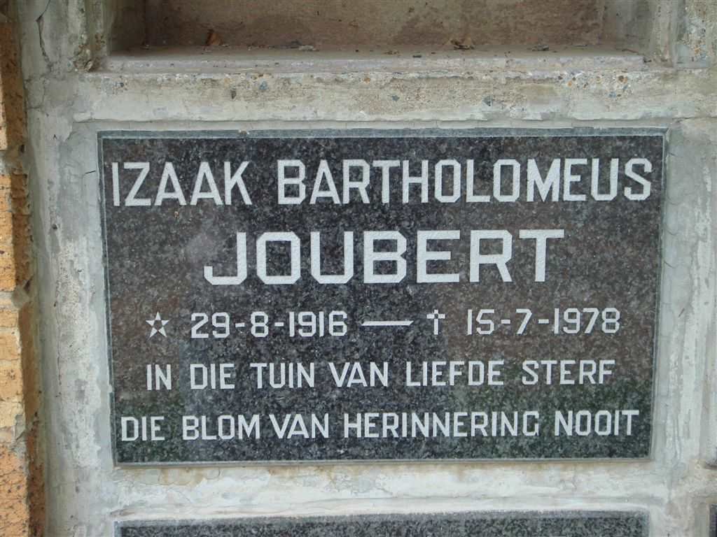 JOUBERT Izaak Bartholomeus 1916-1978
