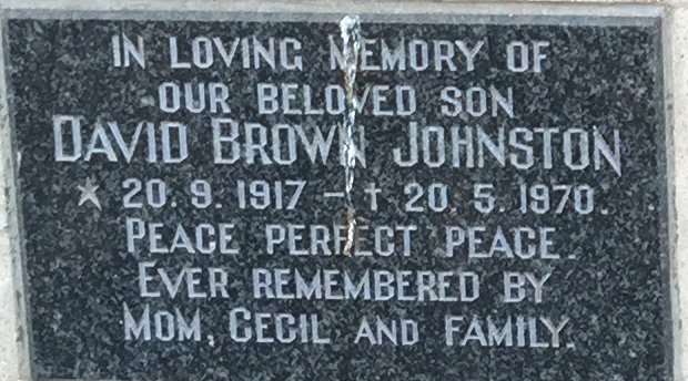 JOHNSTON David Brown 1917-1970