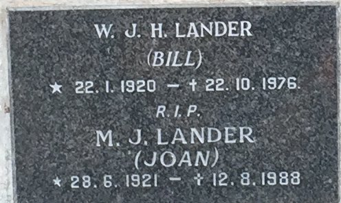 LANDER W.J.H. 1920-1976 &amp; M.J. 1921-1988