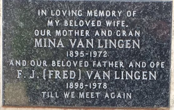 LINGEN F.J., van 1898-1978 &amp; Mina 1895-1972