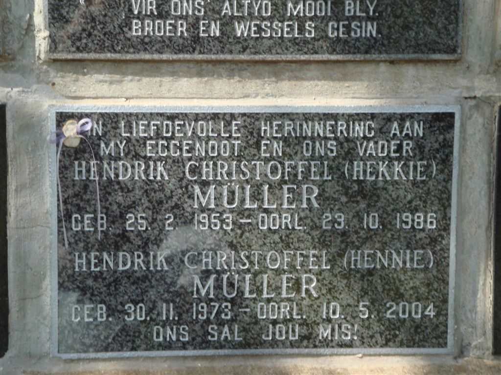 MÜLLER Hendrik Christoffel 1953-1986 :: MÜLLER Hendrik Christoffel  1973-2004