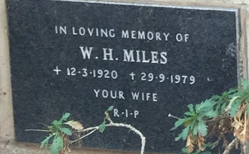 MILES W.H. 1920-1979