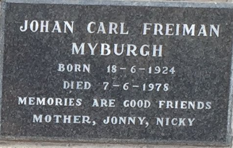 MYBURGH Johan Carl Freiman 1924-1978