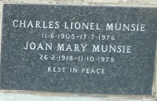 MUNSIE Charles Lionel 1905-1976 &amp; Joan Mary 1918-1978